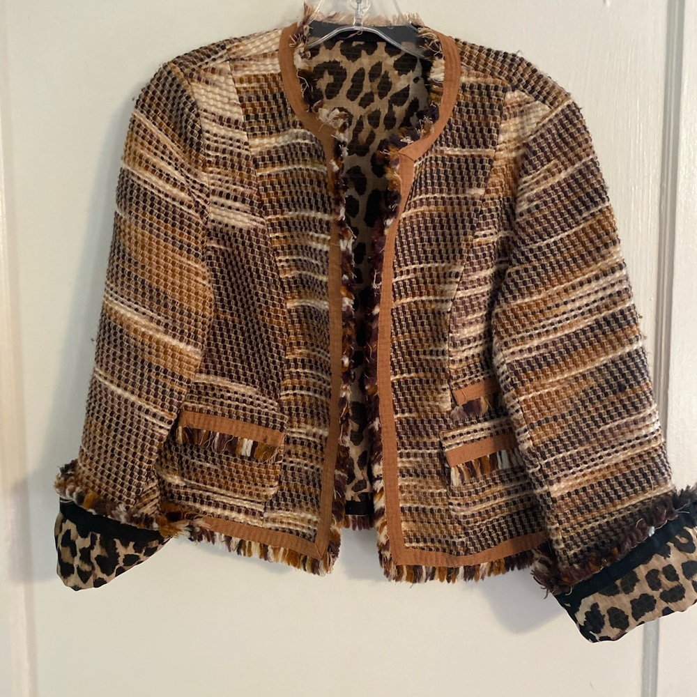 Talbots Reversible Stripped/Leopard Print Dress J… - image 1